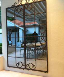 Iron mirror in courtyard