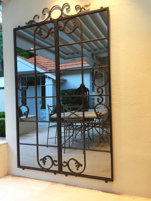 Iron mirror in courtyard