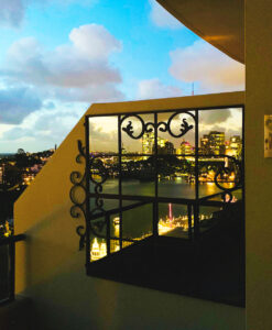 Iron outdoor mirror Sydney harbourside night