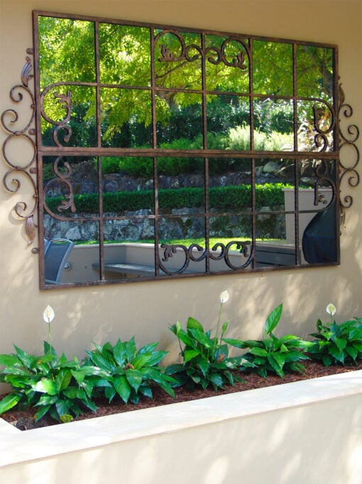 Large Scrolled Gate Outdoor Mirror