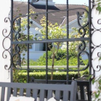 Outdoor mirror in Brisbane courtyard