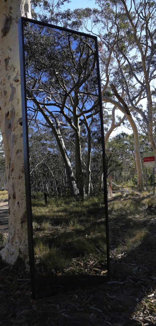 Iron framed mirror designed to be outdoors