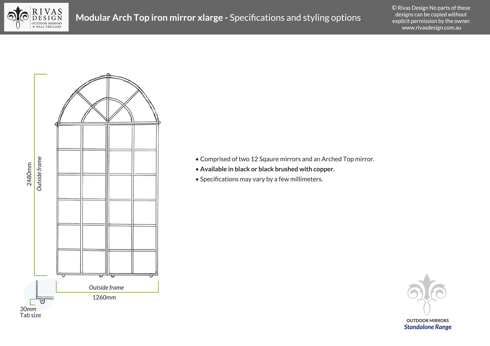 Modular Arch Top iron mirror xlarge