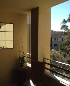 Outdoor mirror in courtyard