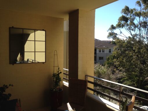 Outdoor mirror in courtyard