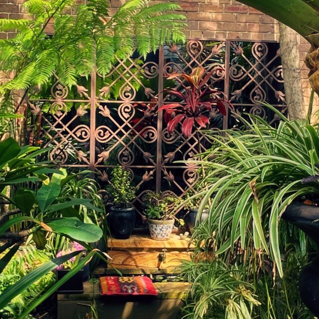 My new favourite spot in the garden now that these  outdoor mirrors have been hung to style the brick wall They've brought abundant light and reflections to what was a very plain space.