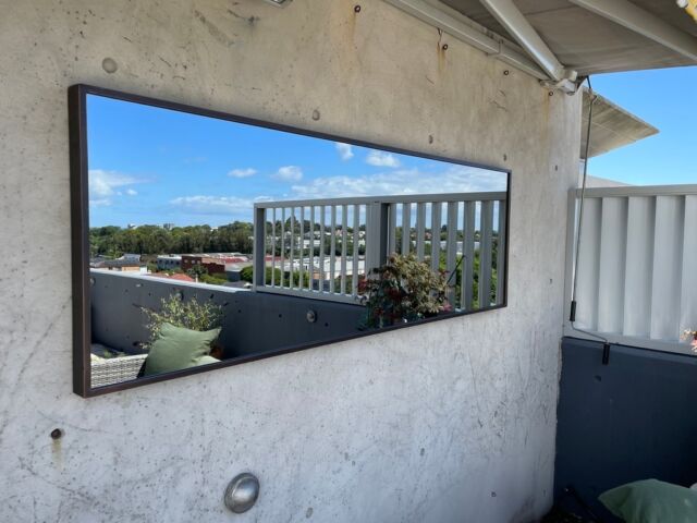 Outdoor Mirrors are the perfect accessory for plain walls that have views they can capture.⁠
Bigger mirrors suit big walls.⁠
Need help styling your outdoor space -find us at Rivas Design Outdoor Mirrors.