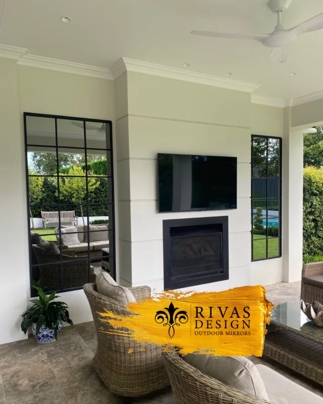 Do you want to make a gorgeous Garden Room in an undercover area?⁠
This client found a perfect way to accentuate the garden element of their beautiful outdoor room. Stunning reflections captured by two huge 18 Sq Outdoor Mirrors either side of the central fireplace, balance the indoor outdoors feel and make the area unmistakably a garden room.⁠